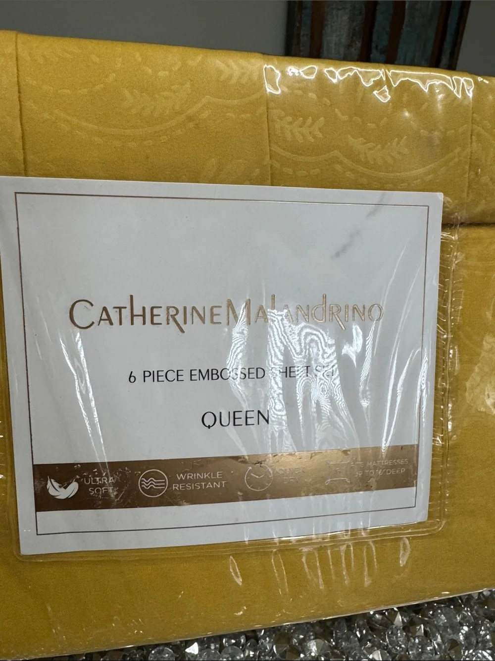 Catherine Malandrino 6 piece Queen Sheet Set - Mustard Yellow NEW